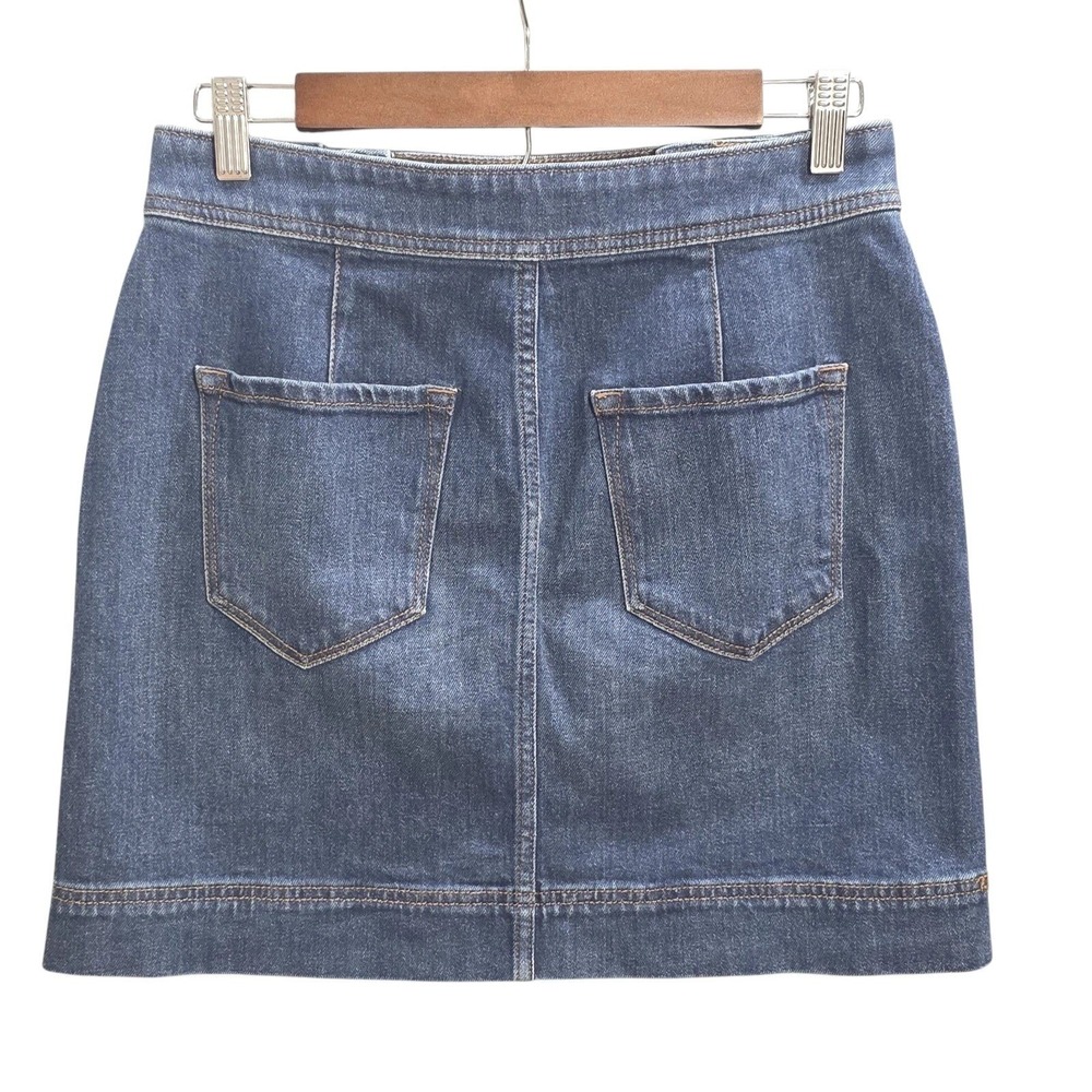 LOFT Skirt Size XS A-Line Mini Dark Wash Button Y2K Nautical Blue Denim - Picture 2 of 6